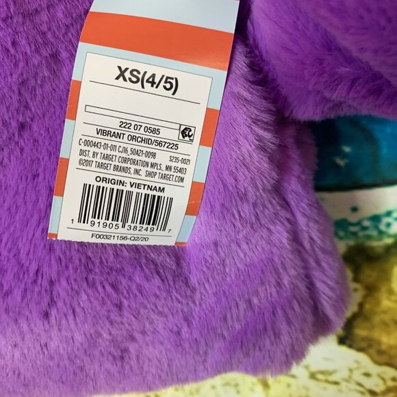 Cat & Jack Girls XS 4/5 Purple Gray Color Block Fuzzy Jacket Stripe - Picture 2 of 6